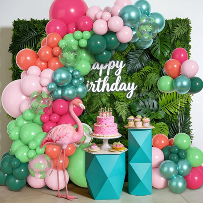 Amandir 153pcs Purple Blue Pink Balloon Garland Arch Kit, Different Sizes 18 12 10 5 inch Teal Yellow Latex Metallic Confetti Balloons for Magic Birthday Engagement Party Decoration