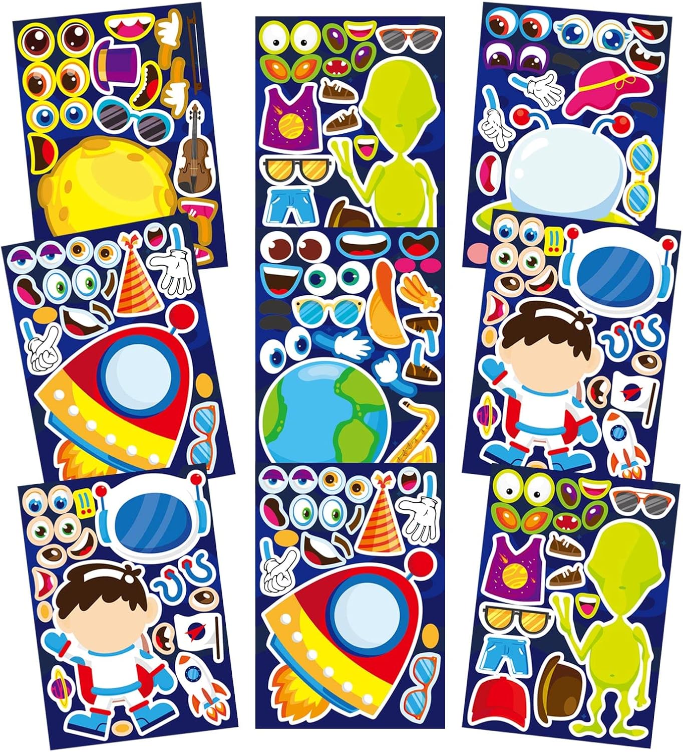 24 Sheets Make-a-face Cupcake Stickers Make Your Own Dessert Stickers Mix and Match Sweets and Fruit Treats Party Favor Supplies for Kids Ice Cream Sticker Games Birthday DIY Art Crafts