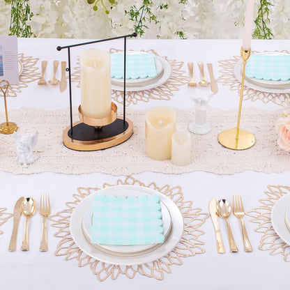 100 Pcs Striped Pastel Napkins, 5 x 5 Inches Scalloped Napkins, Disposable Cocktail Napkins for Pastel Summer Party Birthday Wedding Decor