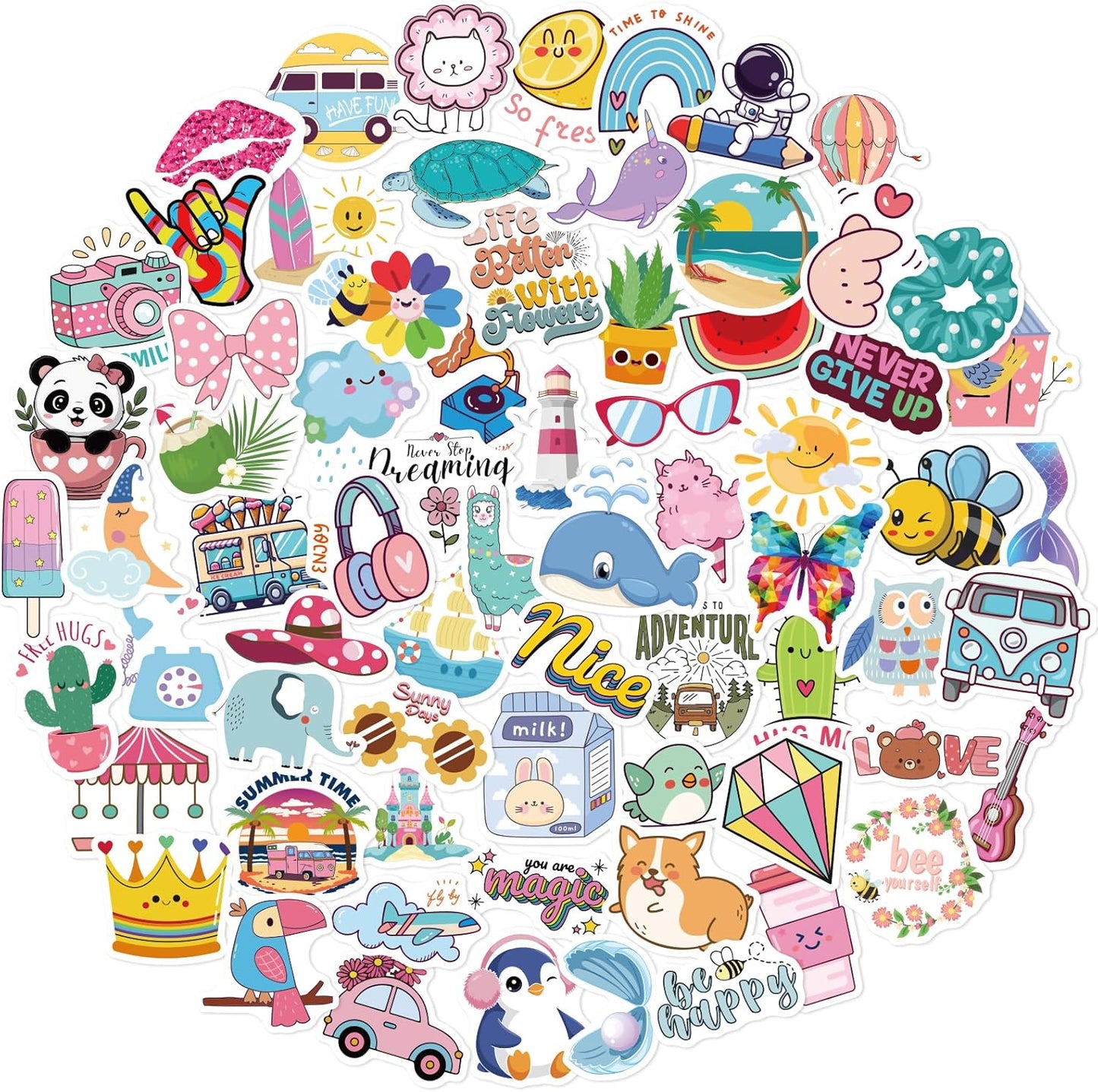 Wninbu 200 PCS Cute Stickers for Kids,Water Bottle Sticker Pack for Teens Girls Boys,Waterproof Vinyl Animal Stickers for Water Bottles,Skateboard,Laptop Students Classroom Decor Prizes (Cute 200 pcs)