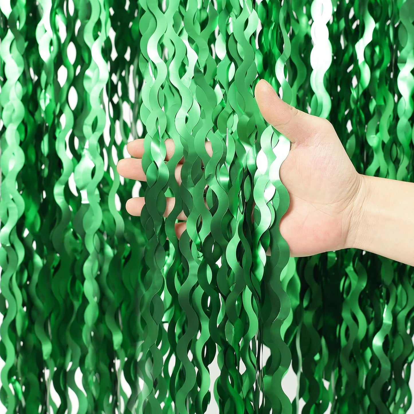 4 Pack Wavy Champagne Gold Metallic Tinsel Foil Fringe Curtains Backdrop - 3.3X6.6ft Foil Fringe Backdrop for Parties | Door Streamers for Birthday | Photo Booth Backdrops Party Decor