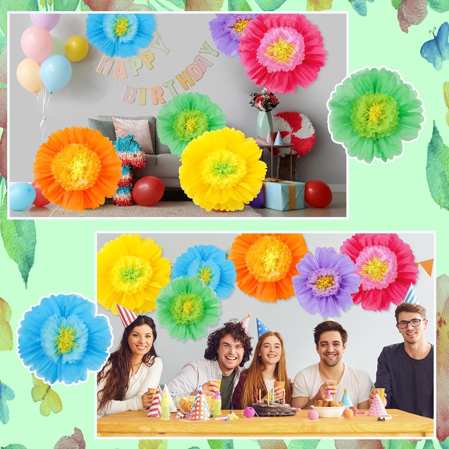 Giegxin 20 Pcs 31.5'', 23.6'', 11.8'', 9.8'' Pink Giant Paper Flower Boho Large Tissue Flower for Wall Pink Pom Pom Floral Decoration for Wall Wedding Bridal Shower Classroom Tea Party Birthday Decor