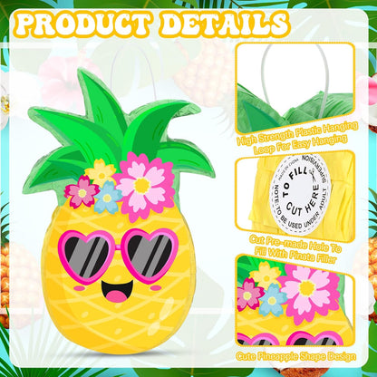 Threan Small Tiki Tropical Hawaii Piñata with Blindfold Bat Aloha Luau Piñata for Hawaiian Luau Themed Party Decoration Summer Birthday Party Supplies, 15.7 x 3.1 x 12.2 Inch