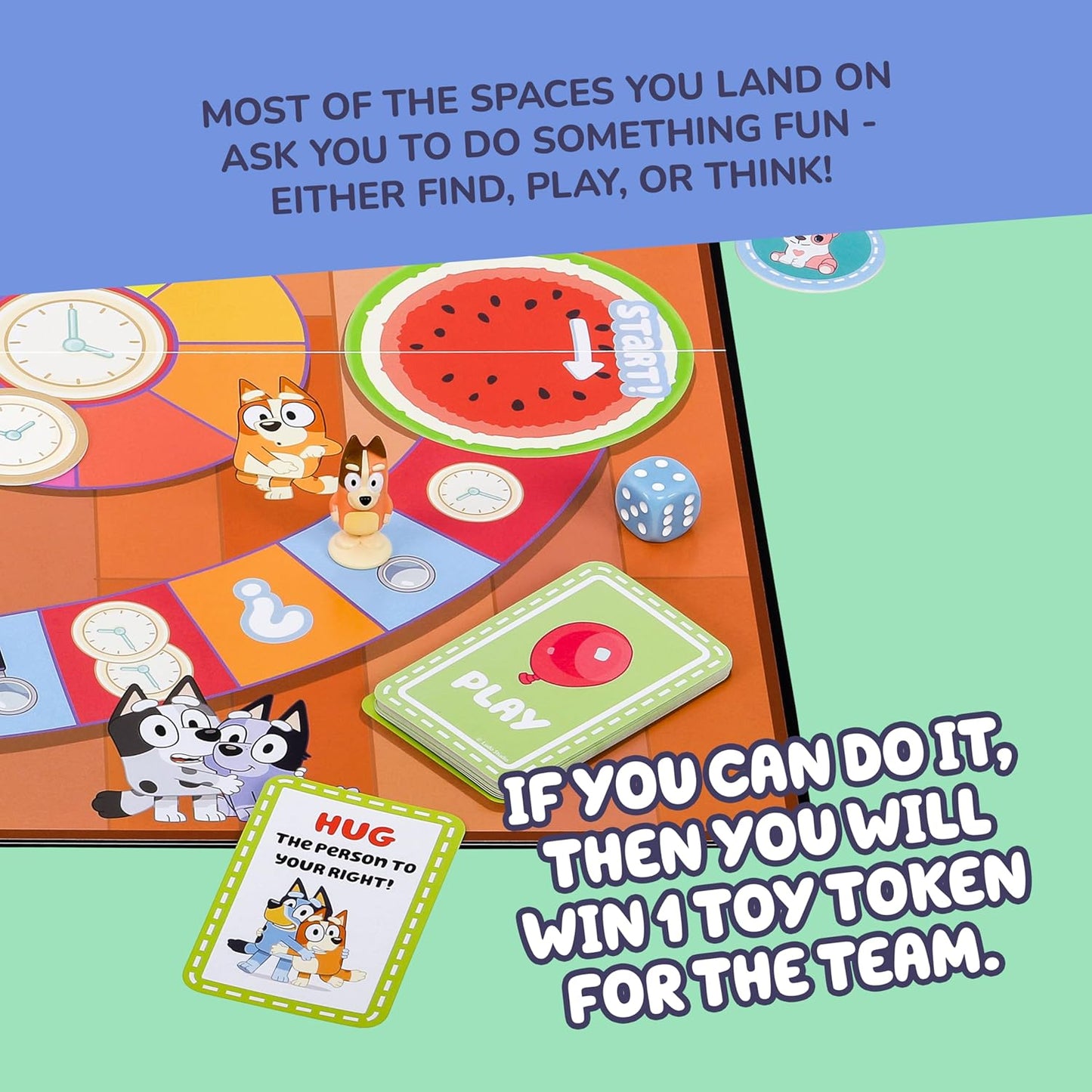 Bluey Scavenger Hunt Board Game, Cooperative Play with 4 Exclusive Mini-Figures, Indoor Games for Kids Ages 5+, Fun Toy Token Collecting Game