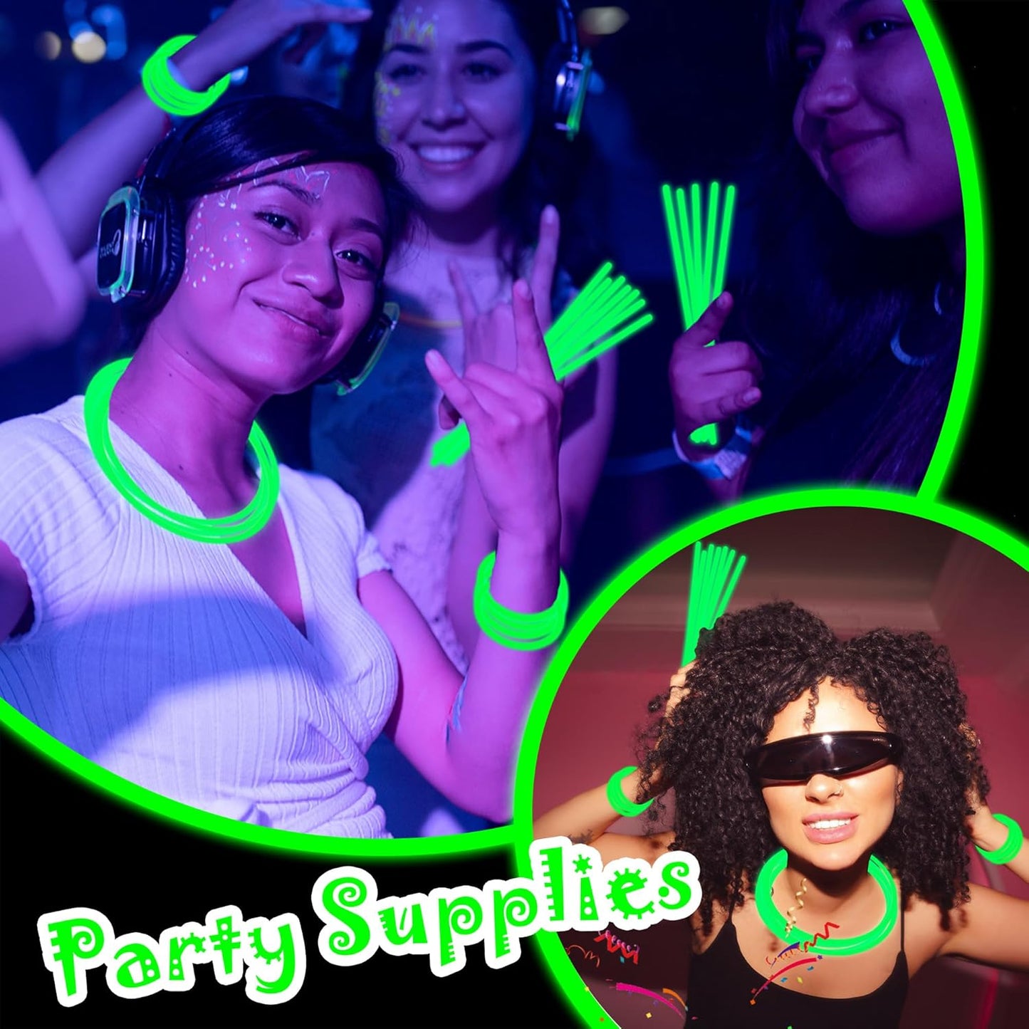 100 pk 8" Glow Sticks Bulk Party Favors, Light up Glow Necklaces & Bracelets in the Dark Party Supplies For Christmas Halloween 4th of July Birthday Neon Party (100 * Blue)