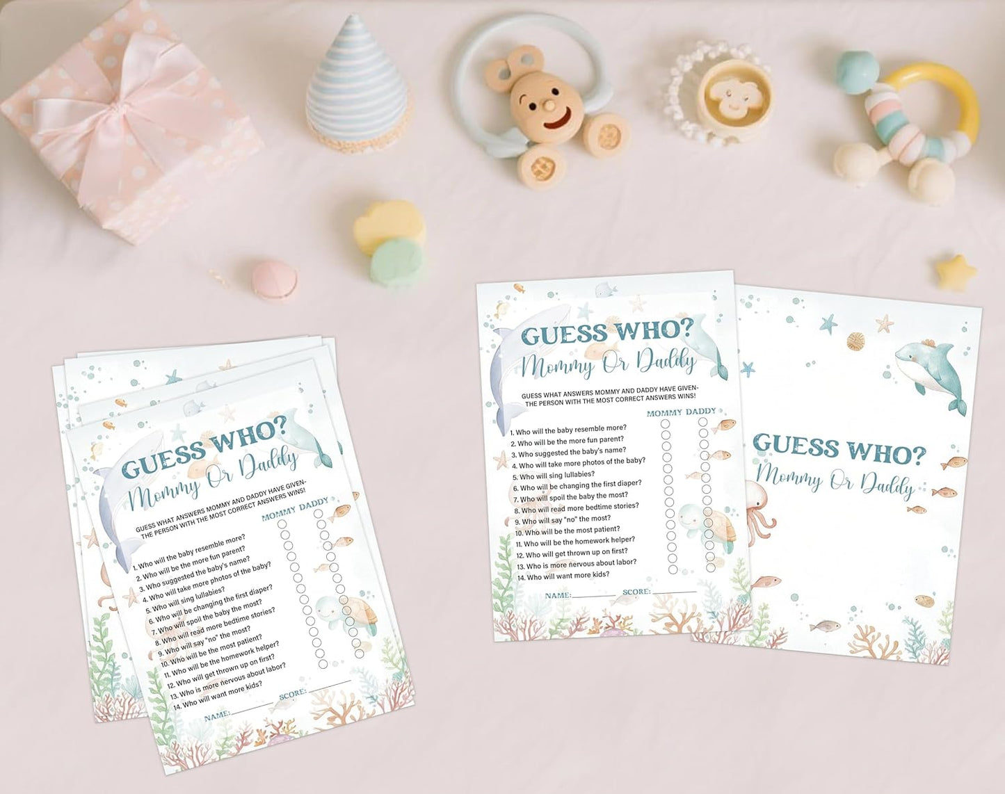 Under The Sea Baby Shower Bingo Game, Pack of 30 Game Cards, Sea Creatures Ocean Shower Game, Gender Reveal Party Decorations, Gender Neutral - KR77
