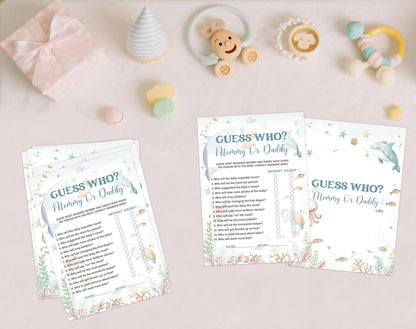 Under The Sea Baby Shower Bingo Game, Pack of 30 Game Cards, Sea Creatures Ocean Shower Game, Gender Reveal Party Decorations, Gender Neutral - KR77