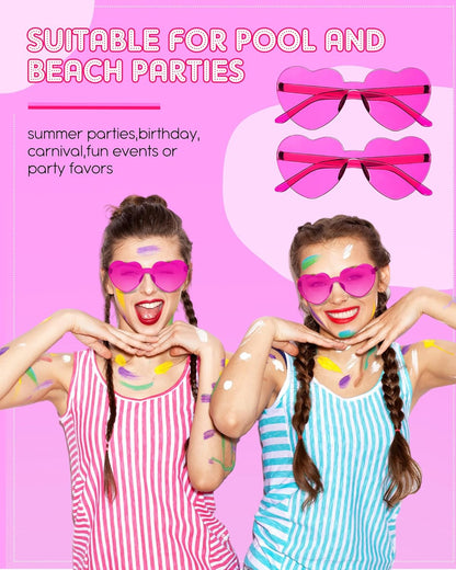 Frienda 20 Pairs Heart Shaped Sunglasses Rimless Candy Color Glasses for Women Men Party Favor