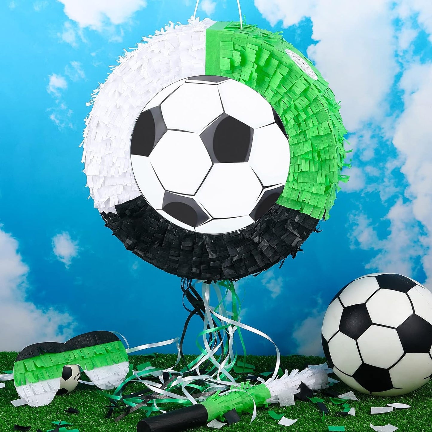 Deekin 3 Pcs Dart Piñata Set Include Large Dart Gun Shooting Target Piñata with Stick Eye Mask for Kids Birthday Party Game Favors Supplies 12.8x12.8 Inch