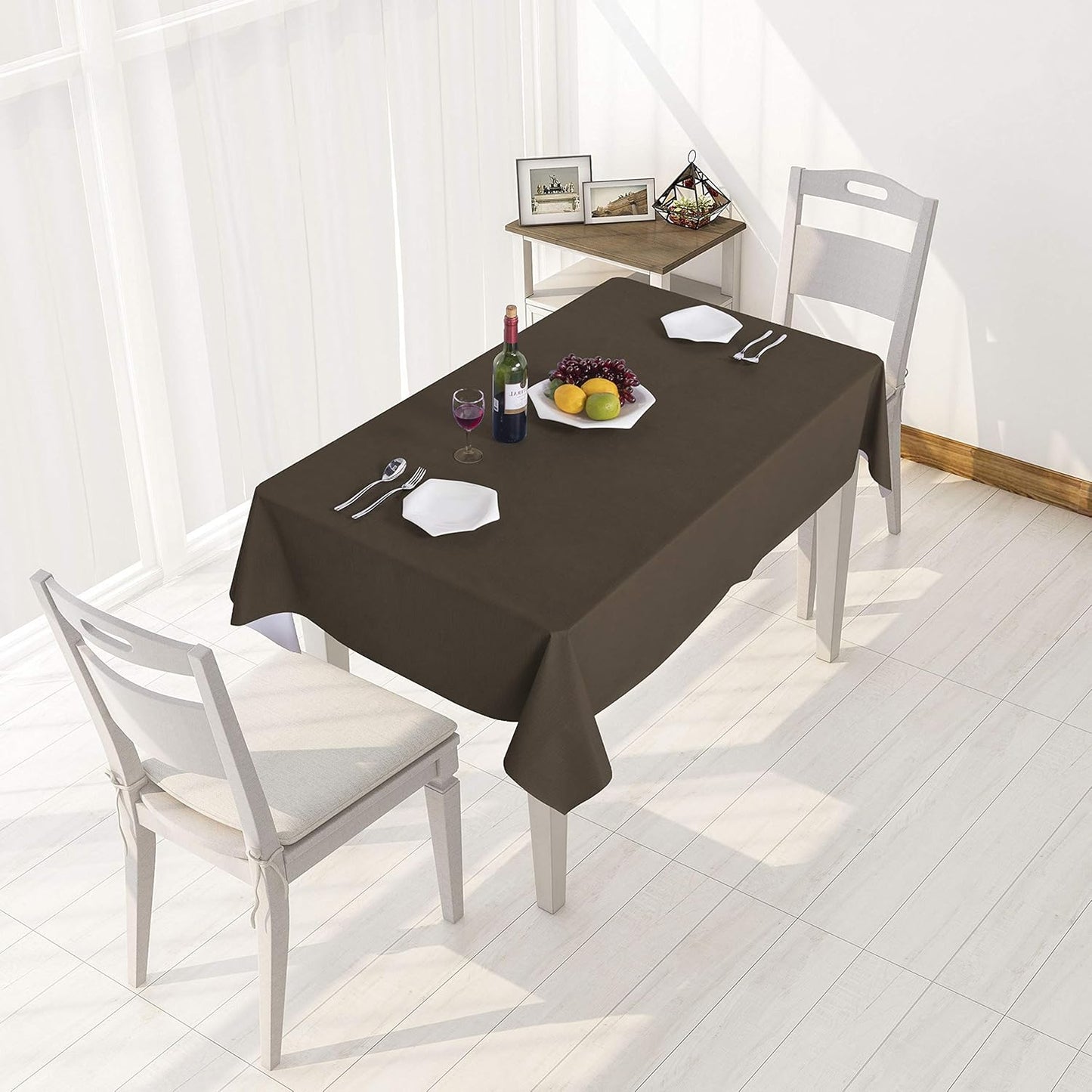 sancua Clear Plastic 100% Waterproof Tablecloth - 54 x 78 Inch - Vinyl PVC Rectangle Table Cloth Protector Oil Spill Proof Wipe Clean Table Cover for Dining Tables, Parties & Camping, Crystal Clear