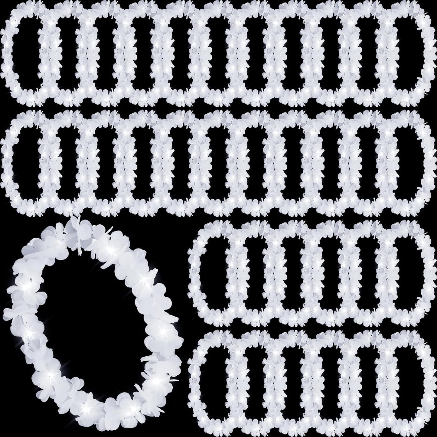 Sherr 24 Pcs LED Leis Light Up Purple and Gold Hawaiian Flower Necklaces, Graduation 2026 Party Supplies, Class of 2026 Leis for Beach Wedding Luau Glow Party Favors