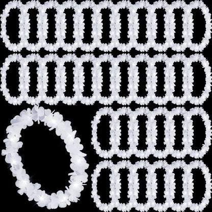 Sherr 24 Pcs LED Leis Light Up Purple and Gold Hawaiian Flower Necklaces, Graduation 2026 Party Supplies, Class of 2026 Leis for Beach Wedding Luau Glow Party Favors