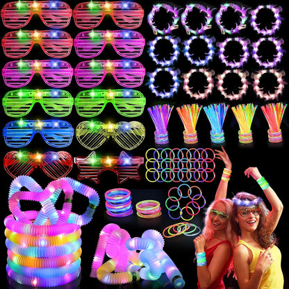 Light Up Glow Sticks Fidget Pop Tubes, 24 Pack Glow in The Dark Party Supplies Toddler Sensory Toys, Glow Stick Thanksgiving Christmas Party Favors Party Pack Gifts for Kids
