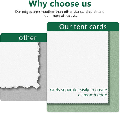 100 Tent Cards,Printable Place Card for Table Setting,2.5x8.5 Inch,Name Cards for Laser or Inkjet Printers,Wedding,Dinner Party,Buffet,50 Sheets