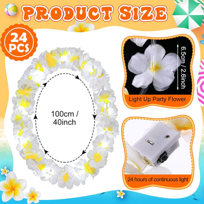 Sherr 24 Pcs LED Leis Light Up Purple and Gold Hawaiian Flower Necklaces, Graduation 2026 Party Supplies, Class of 2026 Leis for Beach Wedding Luau Glow Party Favors
