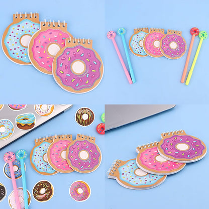 32 Pcs Donut Party Favors Bulk Donut Mini Spiral Notepads Donut Pens Stickers Set Donuts Birthday Party Supplies Gift for Classroom Reward Prizes Goodie Bag Stuffers