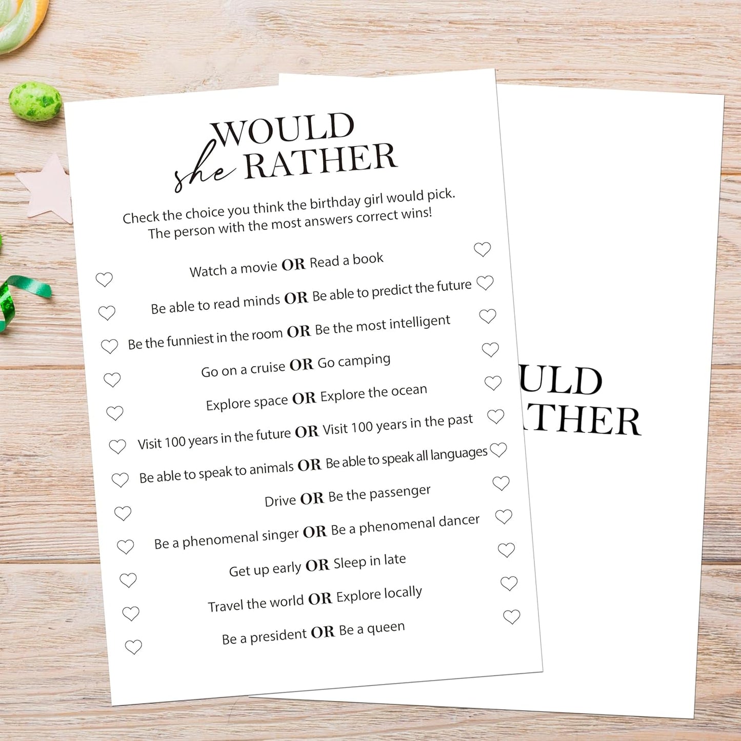 Birthday Party Games Card for Adults, 30 Pcs Ice Breaker Game Cards for Girl Bday Celebrations Decorations Supplies Favors - B01