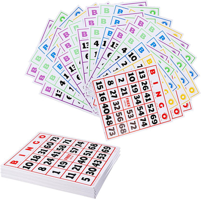 GSE Games & Sports Expert 100-Pack Multi-Color Bingo Game Cards with Easy Read Numbers, Reusable Paper Bingo Sheets for Large Groups, Family/Friend Parties