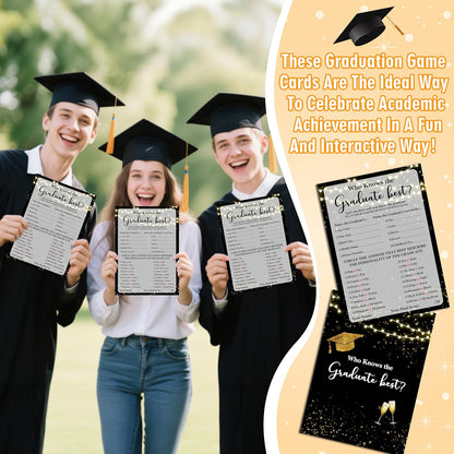 Graduation Games, Black Gold Grad Party Game Cards for Adults, Graduation Guest Bingo Games, Graduation Celebration Party Favors Supplies, 25 Pack (08)