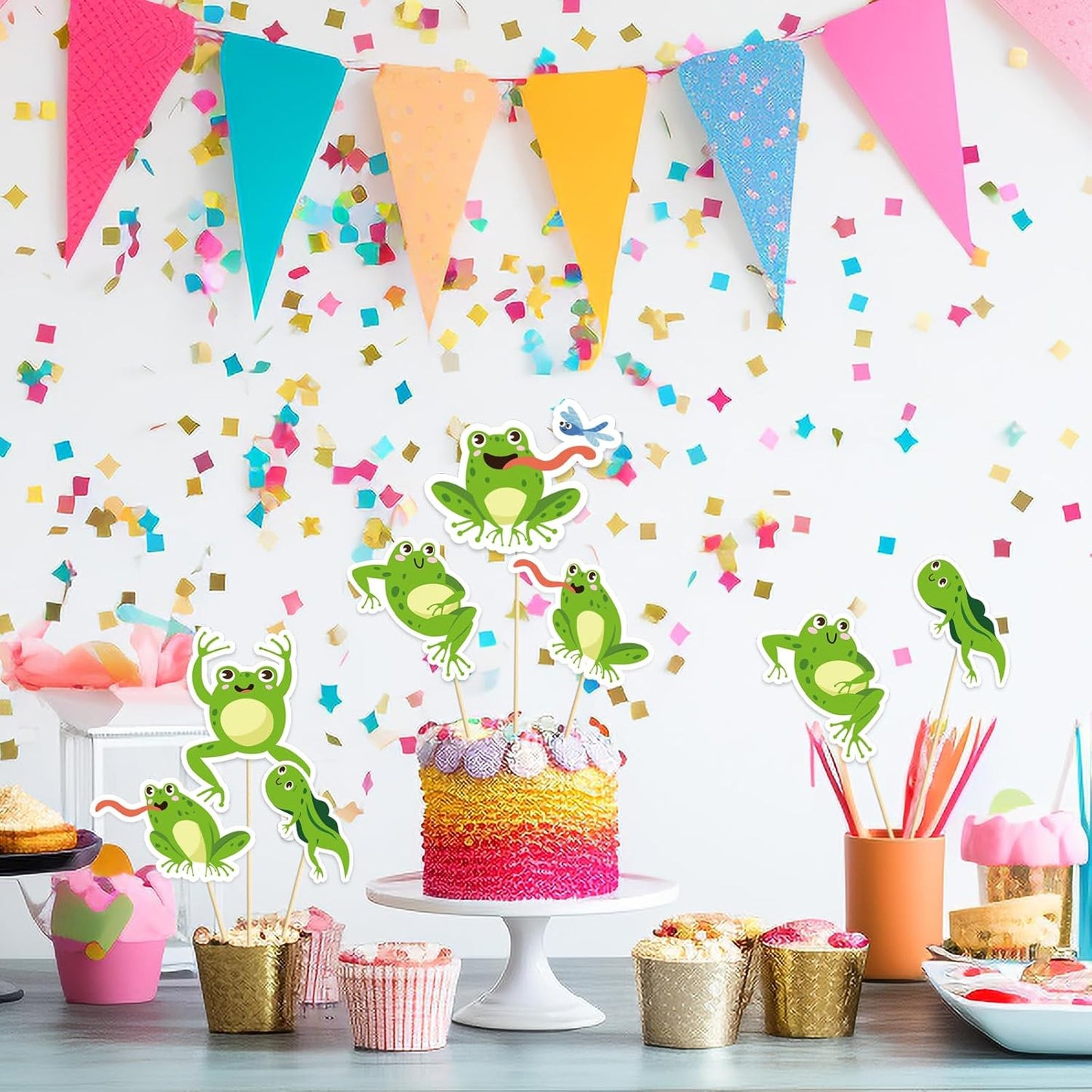 Beautiful Butterfly Centerpiece Sticks - Floral Baby Shower or Birthday Table Toppers - Butterfly Themed Gender Reveal Bridal Shower Party Decoration- Set of 15