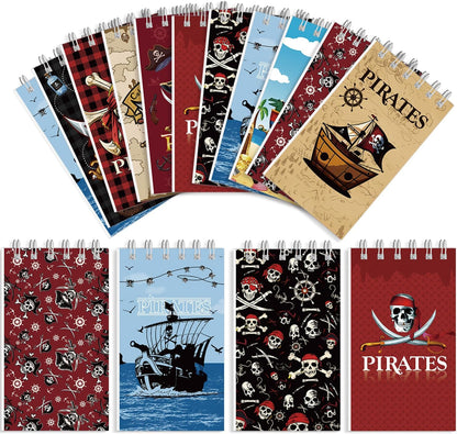 20Pcs Mini Pirate Notepads Spiral Notebooks for Birthday Party Favors Supplies Teacher Reward Favor Bag Stuffers Pirate Theme Party