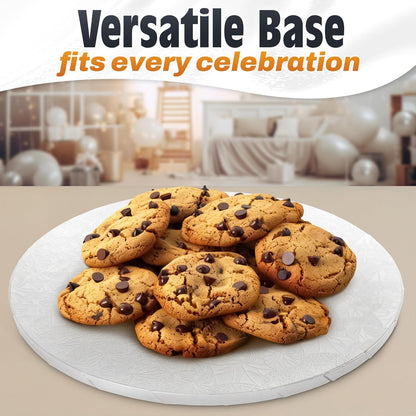 12 Inch Cake Drum, Black Cake Board for Picture-Ready Celebration Cakes, 1/2 Inch Thick Round Cardboard Base with Grease & Moisture Resistant Surface and Decorative Pattern for Parties and Weddings