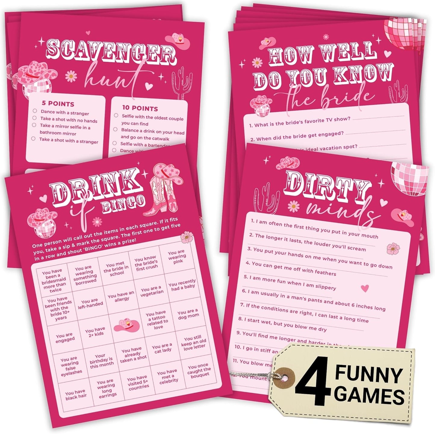 Stofinity Funny Bachelorette Party Games - Bachelorette Games For Parties Scavenger Hunt, Bach Game Bachelorette Bingo Card Games For Bridal Shower Game