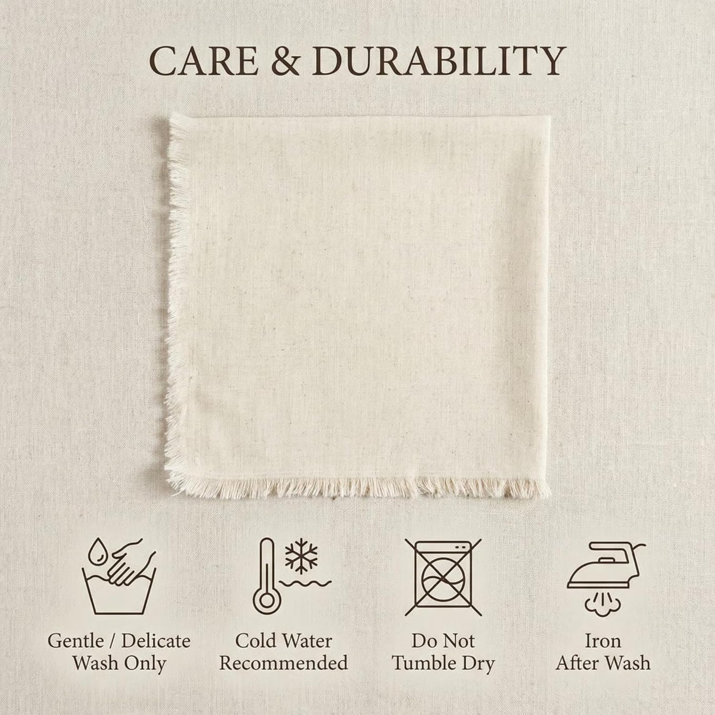 ACCENTHOME Natural Cotton Linen Napkin Set of 12 18x18 inch Dinner Napkins - Washable Soft Premium Hotel Quality Reusable Hemmed Edges Napkins Perfect Table Linens for Family Dinners, Weddings