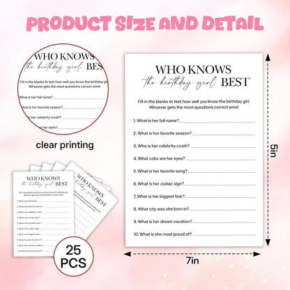 Birthday Party Games, My Favorite Memory, 25 Pcs Card Set for Guests, Fun Birthday Game for Teen Adults – A06