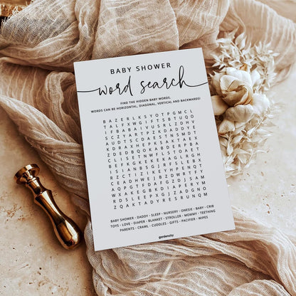 GardenCity Baby Shower Bingo Game, 50 Unique Pre-Filled Cards, Baby Shower Games for Boy or Girl, Minimalist
