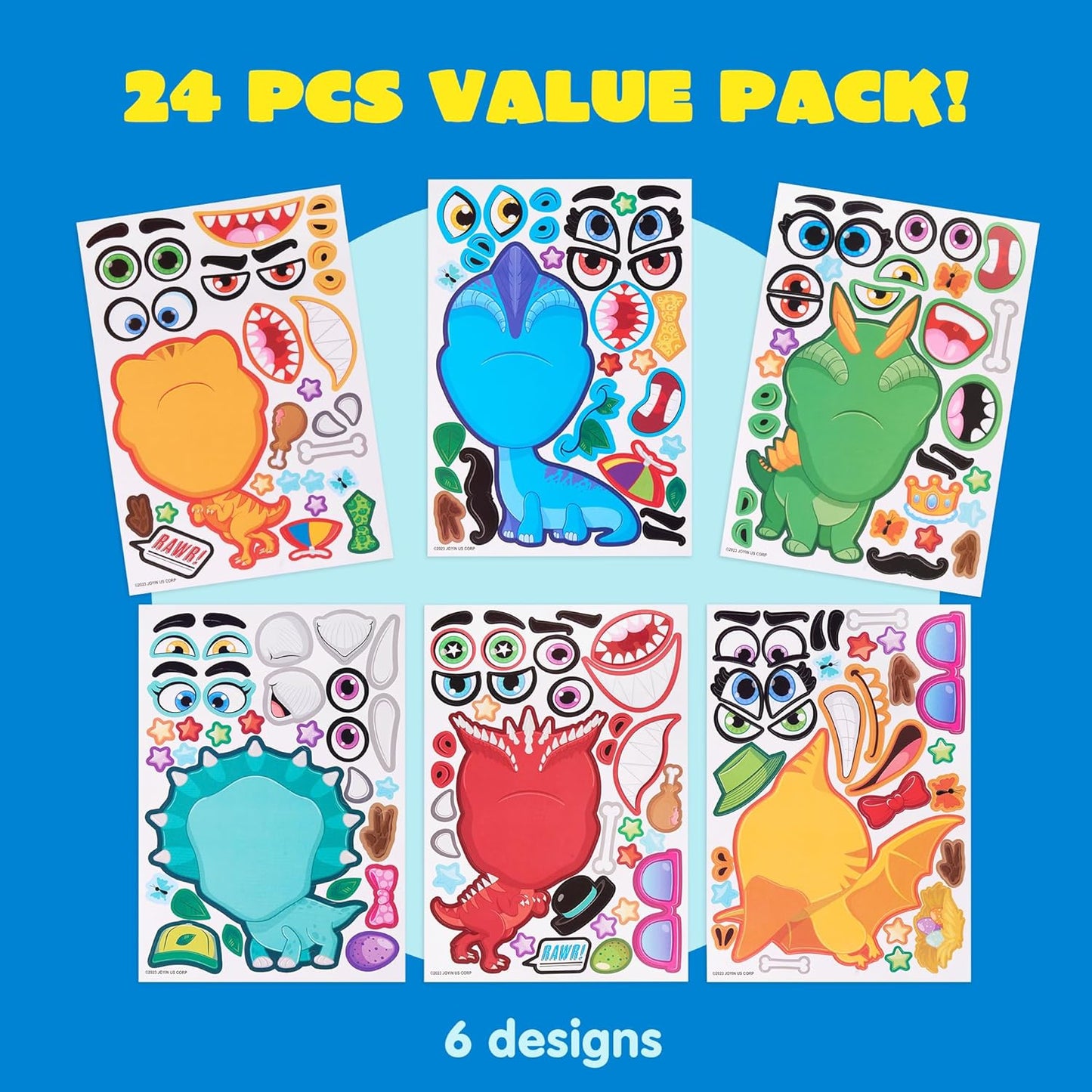 JOYIN 24 Sheets 9"x6" Make a face Stickers for Kids, Make Your Own Stickers with Unicorn, Dinosaur, Sea and Safari Animals, Party Favors Kids Crafts, Goodie Bags Stuffers Classroom Activities