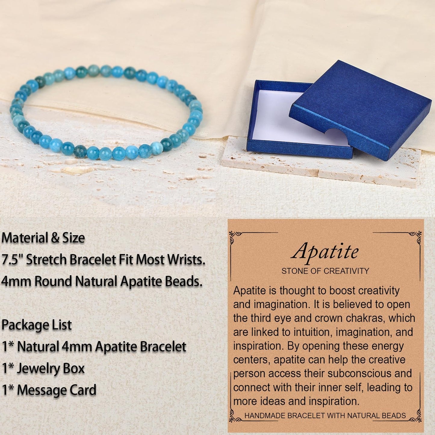 LPBeads Handmade Natural Gemstone Stretch Elastic Bracelet Healing Crystal Round Stone Beads Jewelry Gifts for Women Men