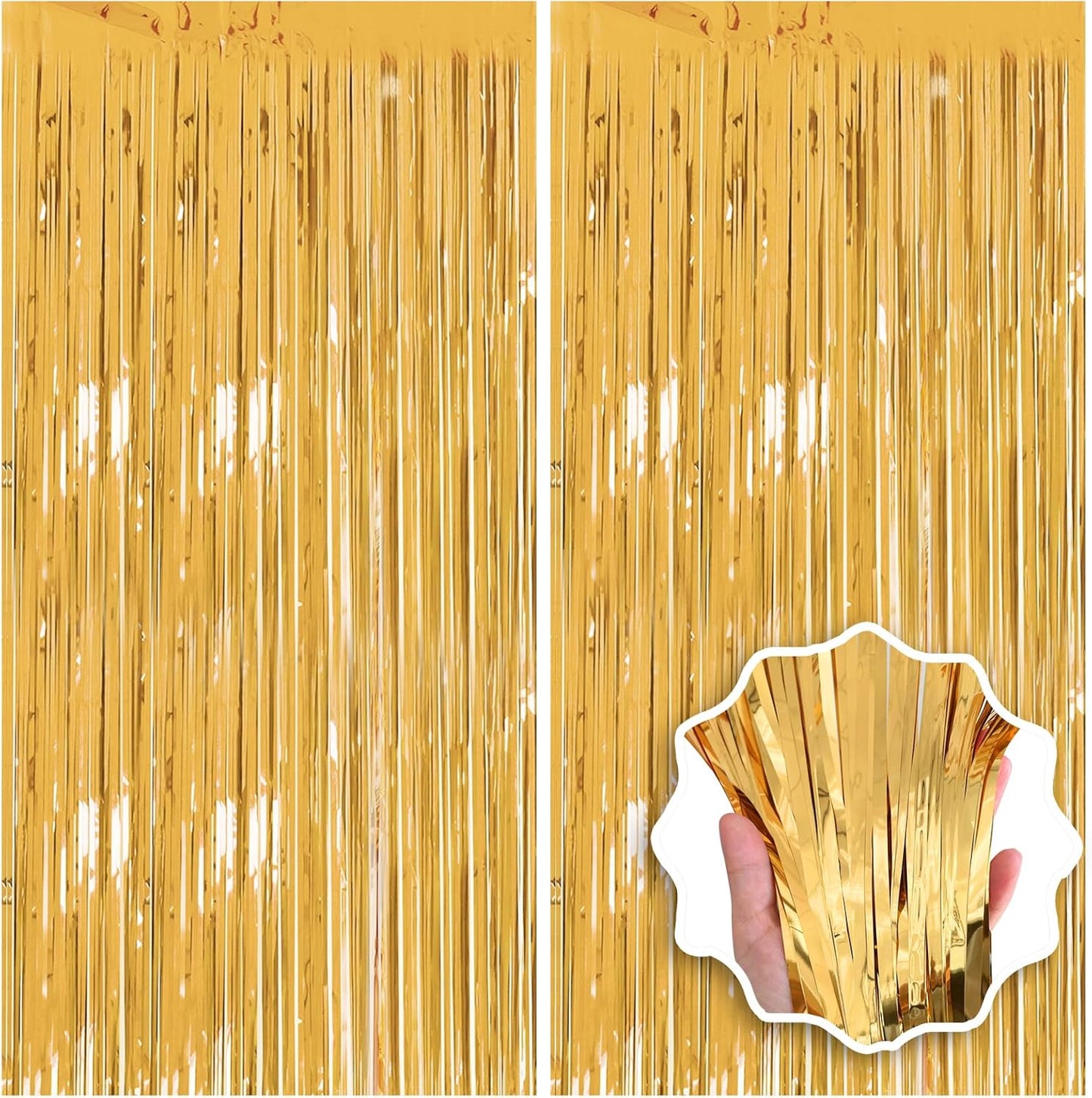 2 Pack Foil Curtain Backdrop Curtains Silver Tinsel Door Streamers Birthday Party Decorations Photo Booth Props for Disco Party Graduation Wedding Baby Shower Bachelorette Christmas Gender Reveal