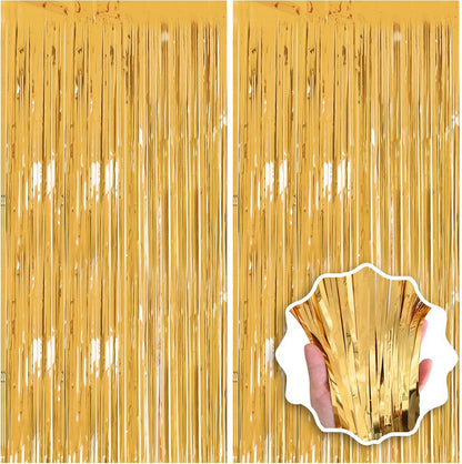 2 Pack Foil Curtain Backdrop Curtains Silver Tinsel Door Streamers Birthday Party Decorations Photo Booth Props for Disco Party Graduation Wedding Baby Shower Bachelorette Christmas Gender Reveal