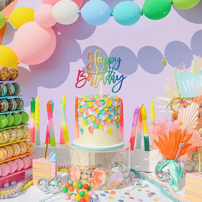 ZHUOWEISM 1 PCS Gold Happy Birthday & Anniversary Cake Topper