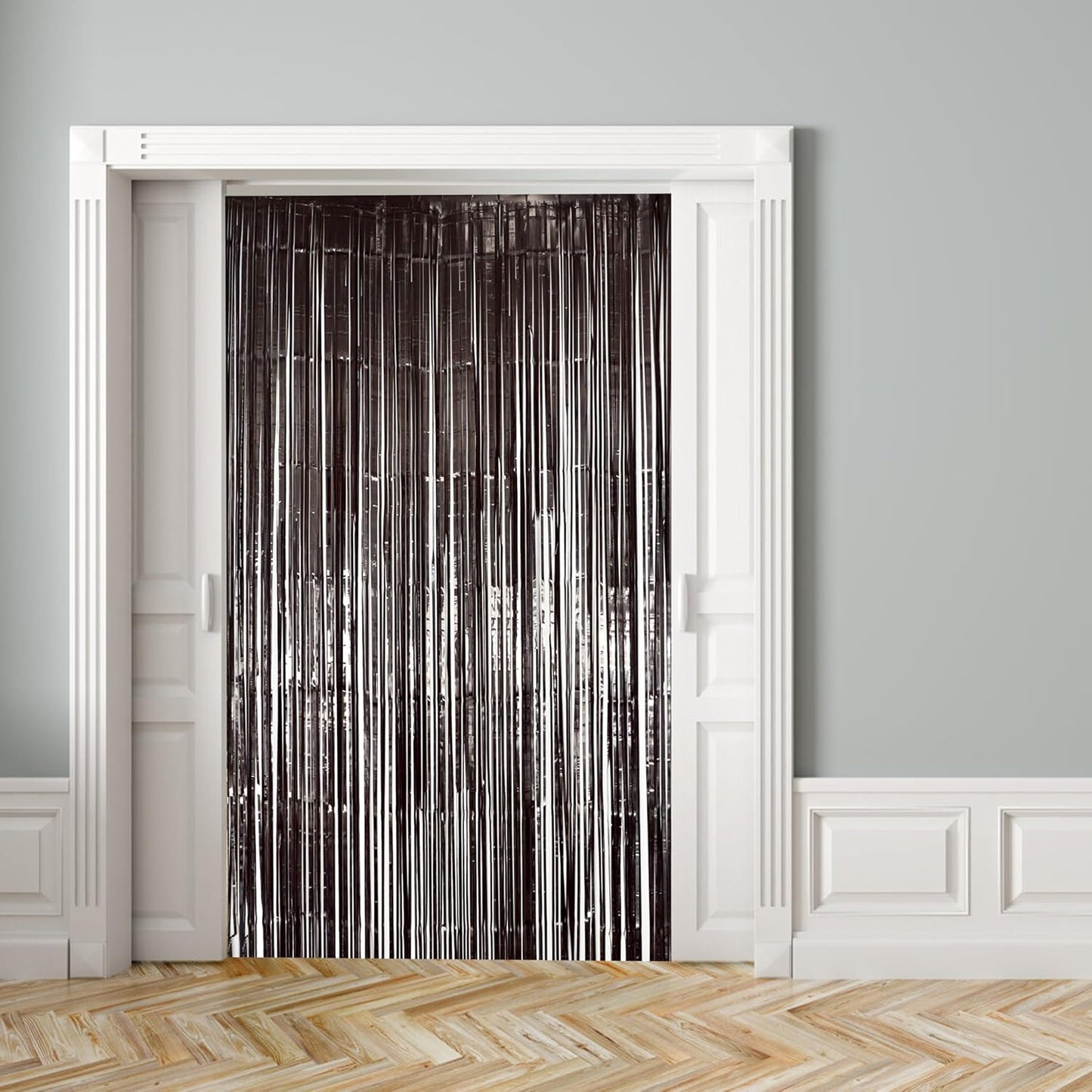 Hampton Distribution 6 Pack Silver Foil Fringe Curtains, Silver Tinsel Backdrop Party Curtains, Party Supplies for Birthday, Holidays, Parties & More