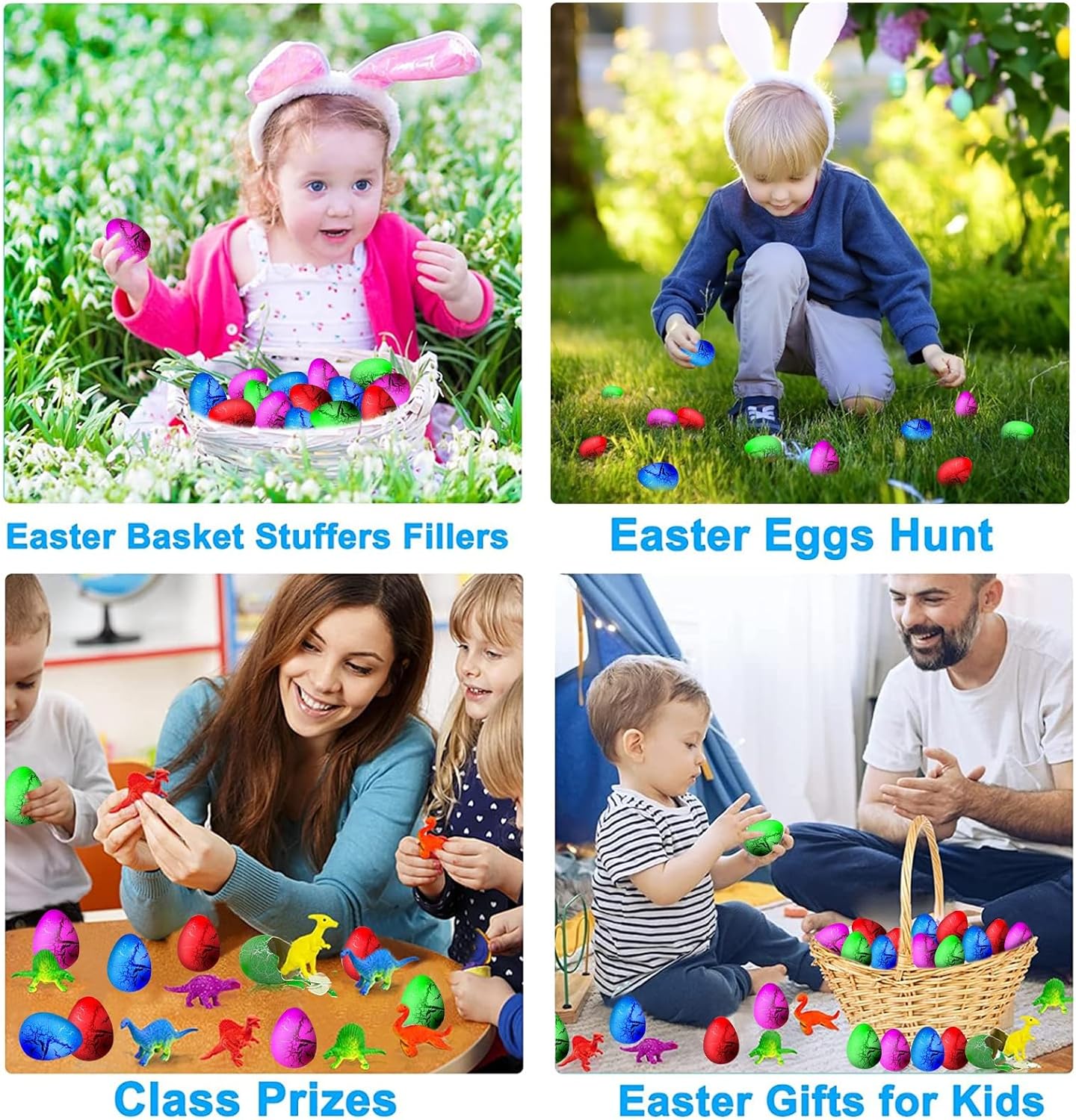60 Pcs Hatching Dinosaur Eggs for Kids Party Favors, Easter Egg Filled with Toys Novelty Grow in Water Dino Eggs with Toys Inside Easter Basket Stuffers Birthday Gifts, Classroom Prize, Pinata Fillers
