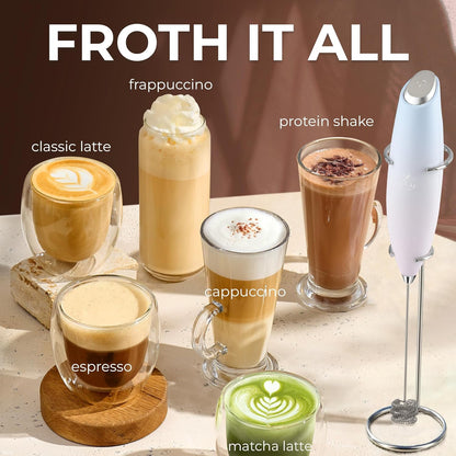 Zulay Kitchen Powerful Milk Frother Wand With Duracell Batteries - Ultra Fast Handheld Drink Mixer - Electric Whisk Foam Maker for Coffee, Lattes, Cappuccino & Matcha - Z1 Motor - Black - Colors A