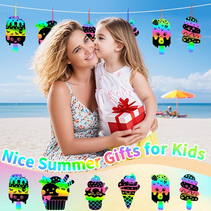 JULMELON 36 PCS Ocean Crafts, Rainbow Scratch Art Under The Sea Party Favors DIY Magic Color Summer Ocean Animals Scratch Cards for Summer Party Favors School Activities
