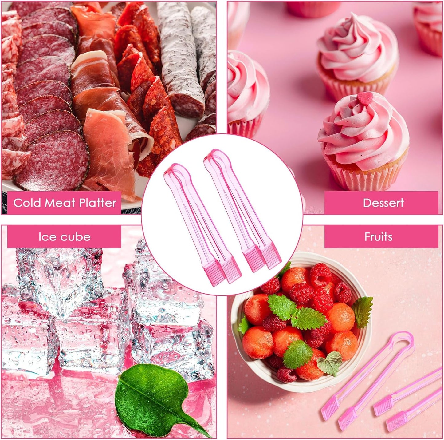 LemonRoad 10 Pcs Plastic Buffet Serving Tongs, 6.3 Inches Clear Kitchen Tongs Mini Small Disposable Serving Utensil for Party Food Ice Salad Buffet Appetizer Catering Barbecue Cookies(Clear Blue)