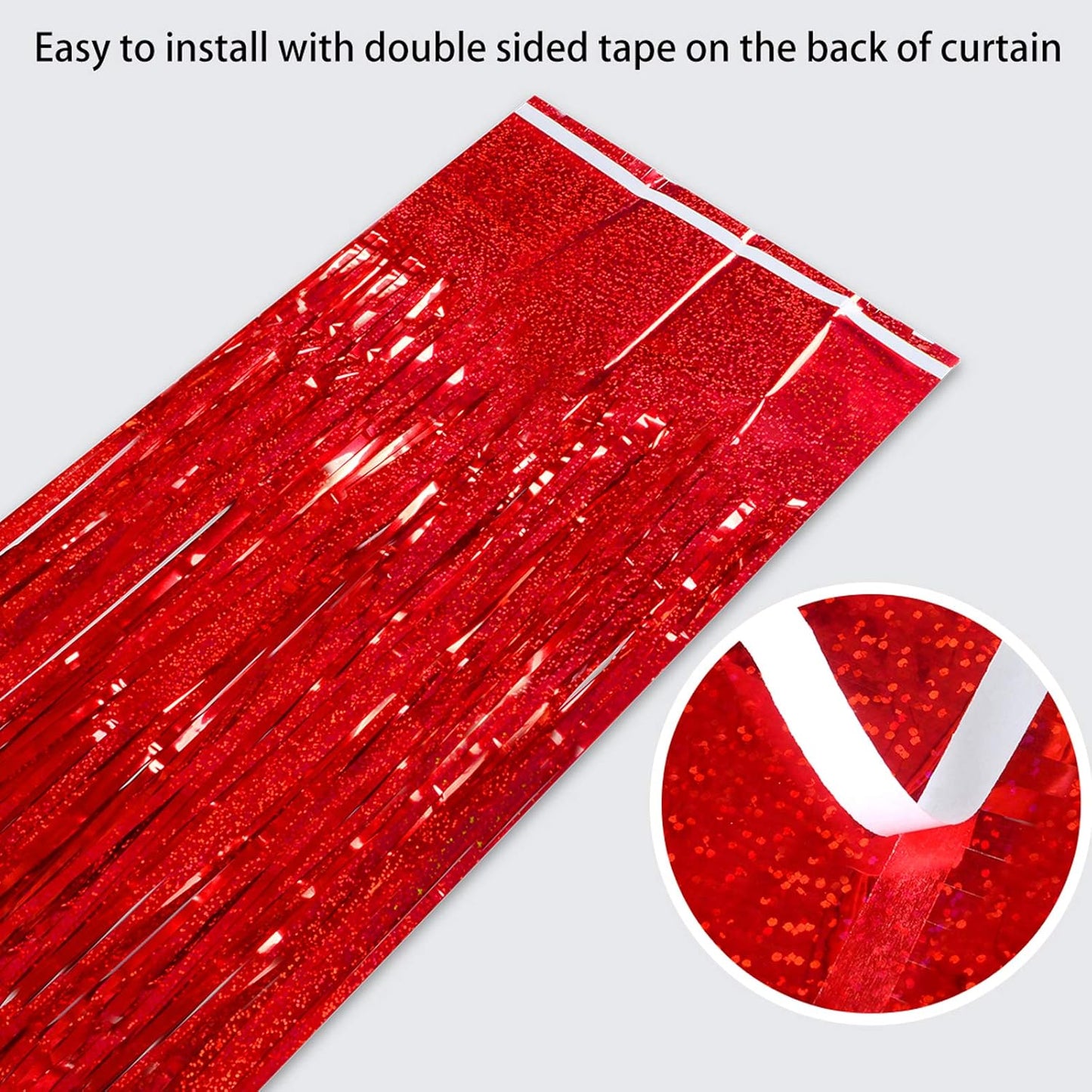 Melsan 2 Pack 3.2 ft x 8.2 ft Tinsel Foil Fringe Curtains Backdrop, Sparkle Metallic Foil Curtains for Party Photo Booth Props Decoration, Pinkish Purple