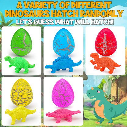 60PCS Small Hatching Dinosaur Eggs for Dinosaur Birthday Party Favors Summer Goodie Treat Bag Stuffers Classroom Carnival Prizes Bulk Pinata Fillers Novelty Grow in Water Dino Eggs with Toys Inside