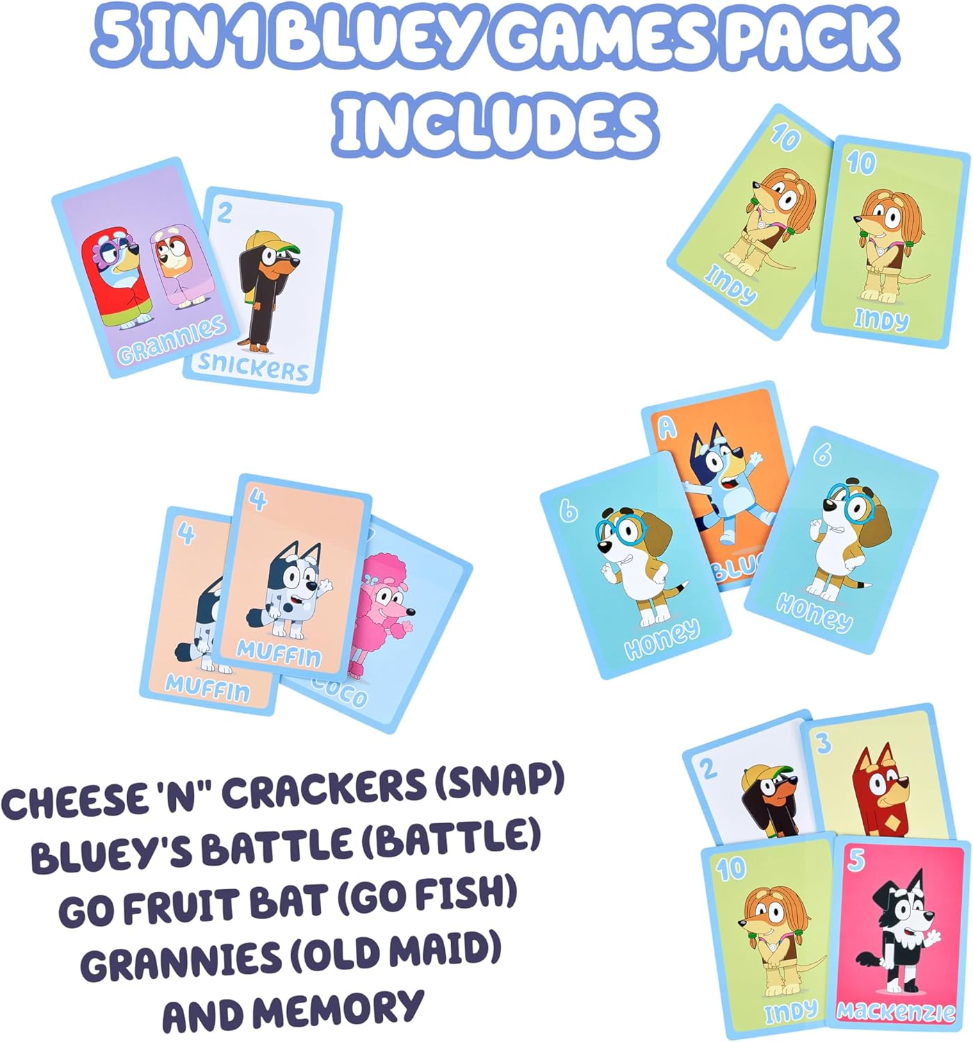 Bluey Bingo’s Bingo Card Game, Kids Image Matching Card Game with 40 Cards, 48 Chips and 12 Scoring Chips, Interactive Fun Games for Kids of Ages 3+