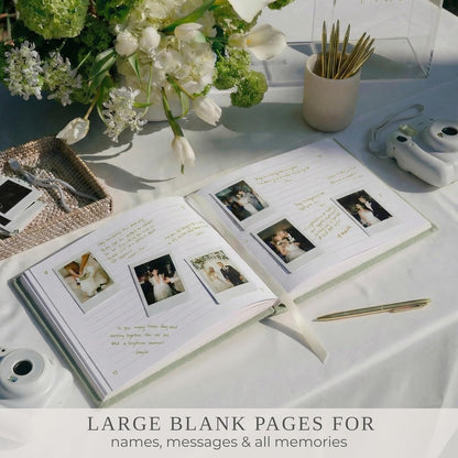 ZICOTO Beautiful Linen Wedding Guest Book for Your Wedding Reception - Simply Elegant Guestbook to Sign in and Add Polaroid Photos - The Perfect Baby Shower Guest Book and Addition to Your Big Day