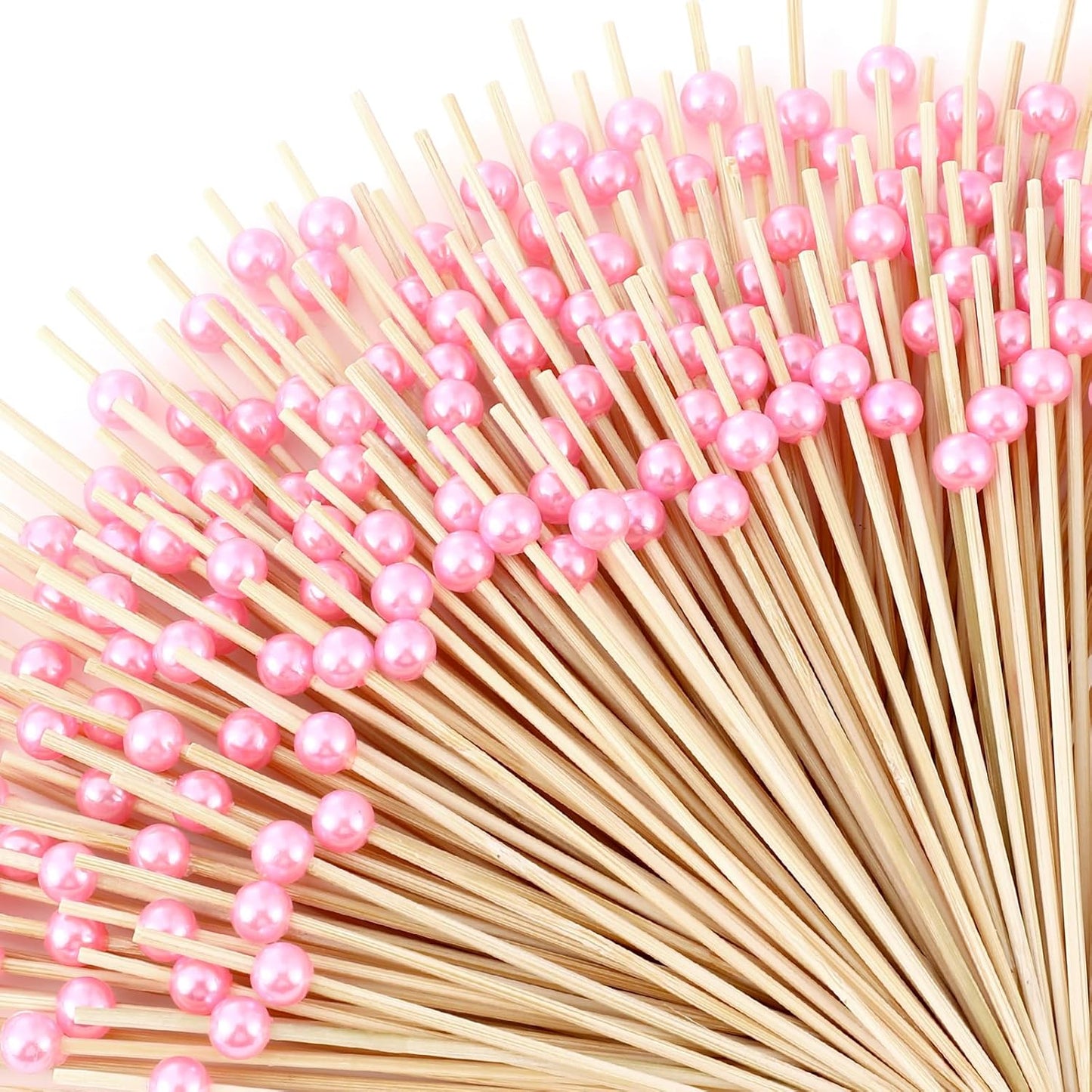 Reallnaive 600 Pcs Cocktail Pick Pearl Fancy Toothpick for Appetizer 4.7 Inch Long Skewer for Drink Fruit Food Bamboo Stick Wedding Bridal Shower Decoration Charcuterie Accessories (White)