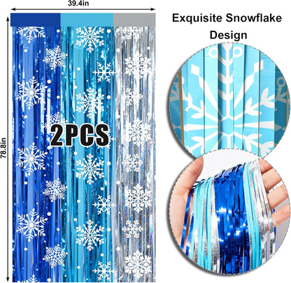 4 Packs Silver Foil Fringe Curtain, Silver Glitter Metallic Tinsel Backdrop for Birthday, Wedding, Baby Shower, Bachelorette, 70s 80s 90s Theme Disco Party, Iridescent Party Decorations Supplies