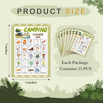 Camping Scavenger Hunt Cards, Seek and Find Camping Games, Outdoor Scavenger Hunt Game for Adults, Nature Treasure Hunt Game, Camping Party Decorations, Spring Summer Holiday Party Supplies -04