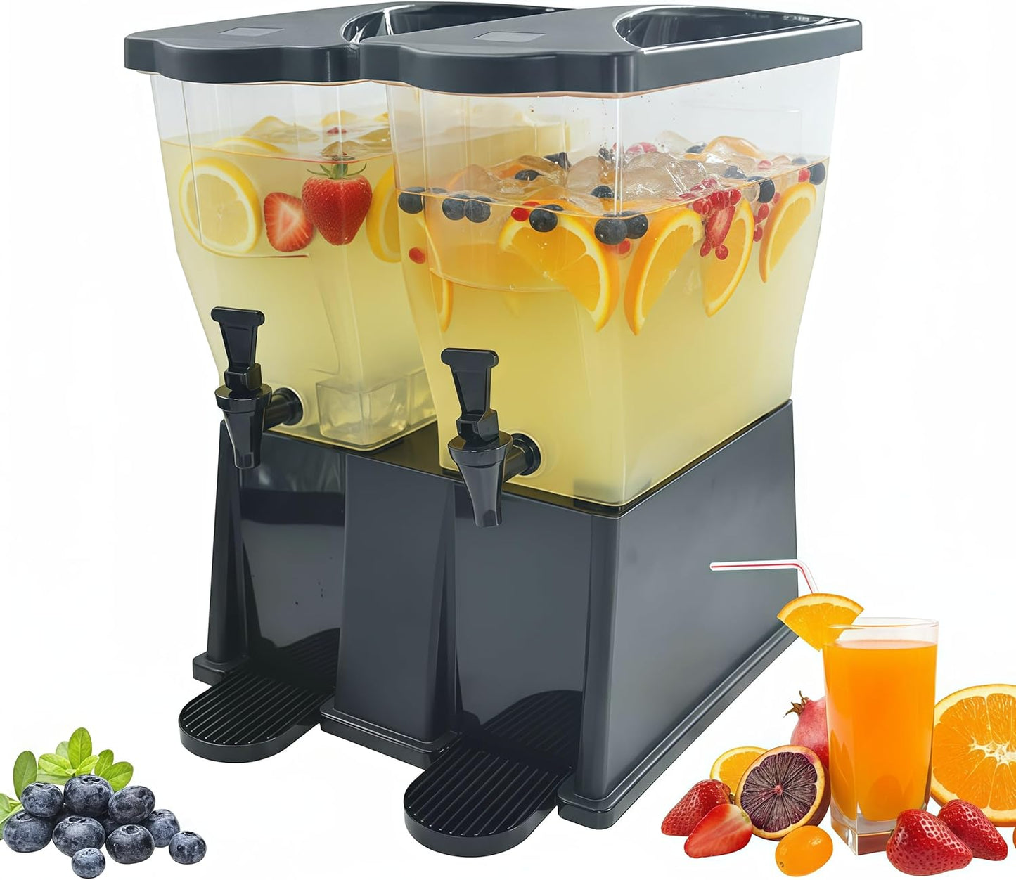 Beverage Dispenser 5 Gallon Drink Dispenser with Spigot, Juice Dispensers for Parties, Black Base
