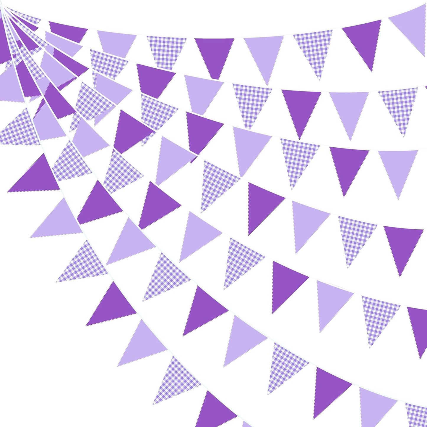 32Ft Dusty Blue Party Decorations Retro Blue Gingham Triangle Banner Flag Pennant Fabric Garland Streamers for Nautical Wedding Birthday Ahoy Achor Bridal Baby Shower Under The Sea Decor Supplies