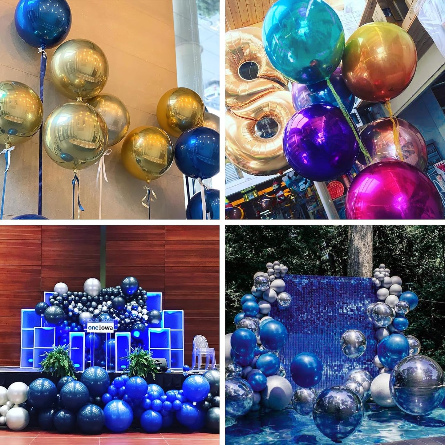 PartyWoo Metallic Gold Foil Balloons 20pcs Different Sizes Pack of 22 15 10 Inch Large Round Foil 4D Inflatable Mirror Ball Mylar Balloons for Graduation Birthday Baby Shower Party Decorations